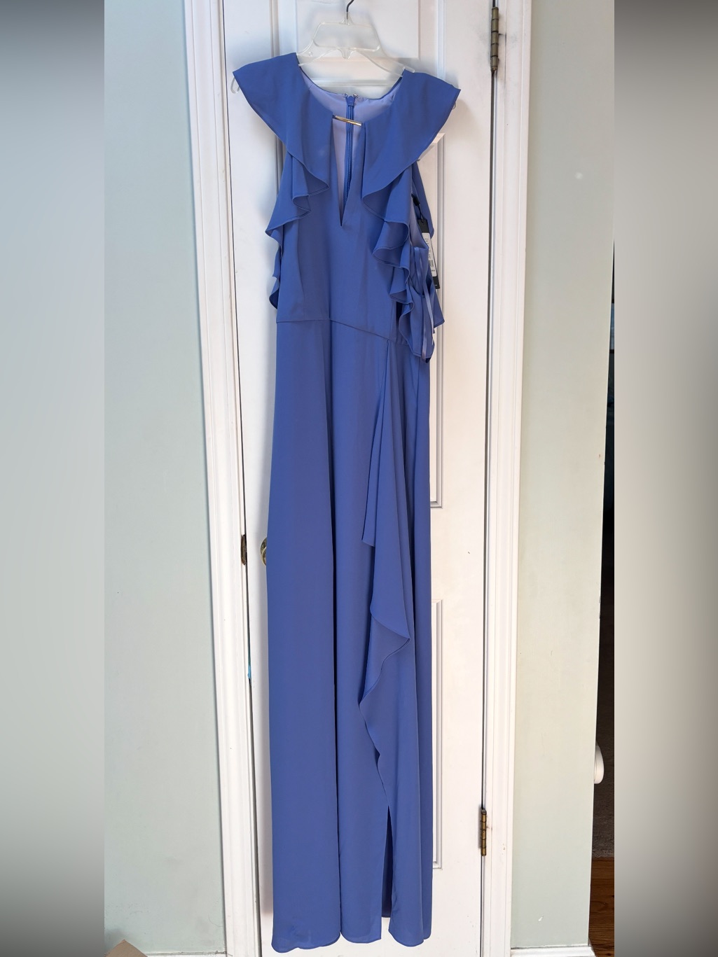 Nwt Elegant Blue Ruffle Maxi Dress
